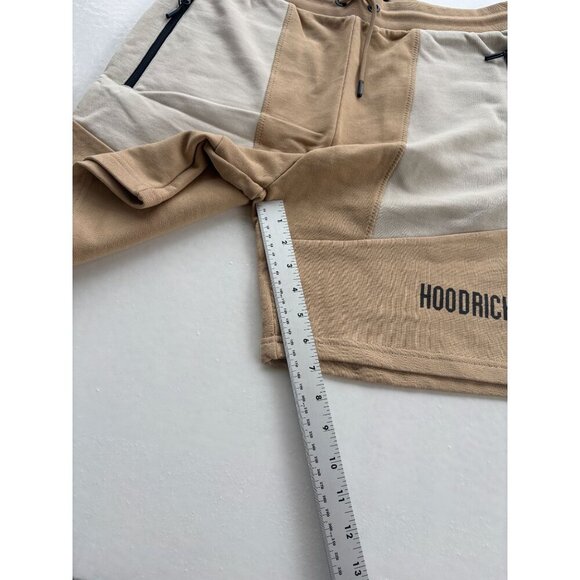 Hoodrich Mens Tan & Beige Color Block Shorts With Drawstring Waist & Zippered Po - Picture 3 of 9